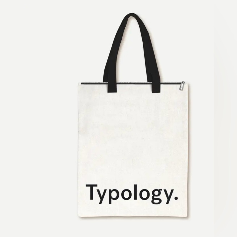 NWOT typology cream tote bag with zipper made from recycled materials